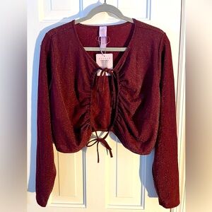 NWT SAVAGE X FENTY Shiny Metallic Long Sleeve Crop Top. Size: 2X.